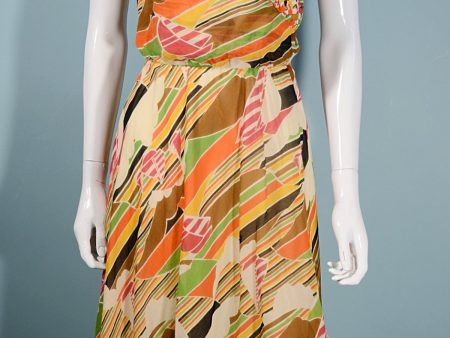 Vintage 70s Spaghetti Strap Dress, Novelty Sailboats Print, Bias Cut Midi S Fashion