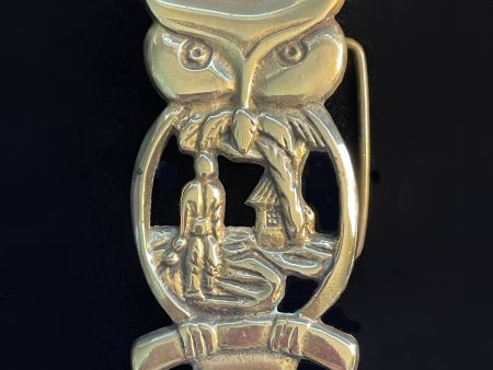 Vintage Owl Solid Brass Belt Buckle, Island Theme, Taiwan Hippie Buckle Online now