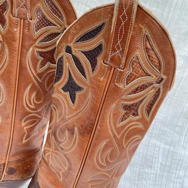 Vintage Dan Post Womens Western Boots, Leather Snakeskin 5 1 2 C Cheap