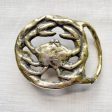 Vintage 70s Cancer (the crab) Belt Buckle, Solid Brass Zodiac Celestial Hippie Horoscope Brutalist Buckle For Cheap