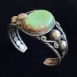 Vintage 40s Sterling Silver Green Turquoise Cuff Bracelet, Southwestern Online Sale