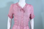 Vintage 40s Pink Sheer Print Dress Pearl Buttons, 27 In Waist For Cheap