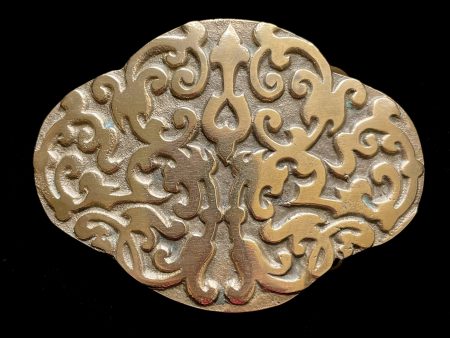 Vintage Solid Brass Belt Buckle, Swirl Design Made in Taiwan Online Hot Sale