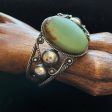 Vintage 40s Sterling Silver Green Turquoise Cuff Bracelet, Southwestern Online Sale