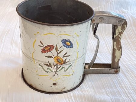 Vintage Painted Flour Sifter, Kitchen Chippy Cottage Decor Hot on Sale