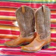 Vintage Leather Mens Tony Lama Cowboy Boots, 2 Tone Leather Size 10A Cheap