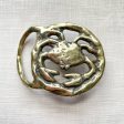 Vintage 70s Cancer (the crab) Belt Buckle, Solid Brass Zodiac Celestial Hippie Horoscope Brutalist Buckle For Cheap