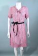 Vintage 40s Pink Sheer Print Dress Pearl Buttons, 27 In Waist For Cheap